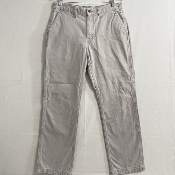 Carhartt Work Pants Mens 34x32 Beige Cotton Straight Leg - Picture 1 of 10